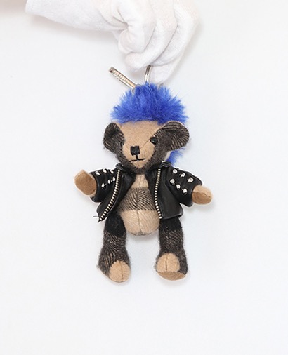 Thomas Punk Bear Charm, &pound;50, Handbags, Black/Blue/Brown, Leather, Front view
